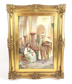 Francesco Ballesio (1860 - 1923 Italian) Orientalist Watercolor, 19th C.