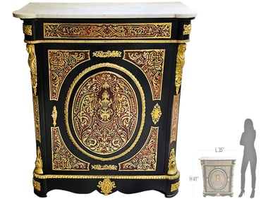 19th C. French Figural Bronze Boulle Cabinet