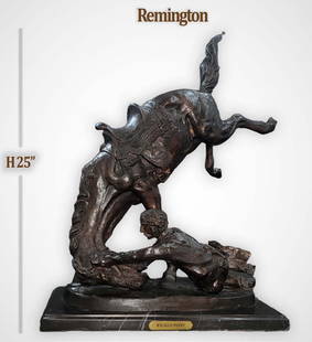 'Wicked Pony' Large Bronze Sculpture By Frederic Remington: 'Wicked Pony' Large Bronze Sculpture By Frederic Remington. H 25" x W 13" x L 20"