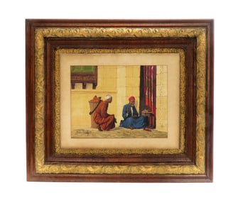 Giulio Rosati (1857-1917) Watercolor Orientalist Painting