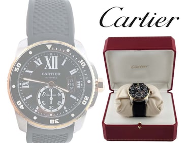 Pre-Owned Cartier Calibre De Cartier Diver Rose Gold And Stainless Steel Automatic Watch