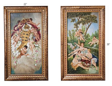 Pair Of French 19th C. Oil On Canvas Painting, Signed