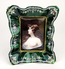 19th C. Limoges Enamel Tray Signed