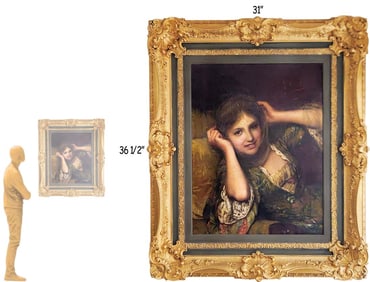 Large 19th C. Portrait Oil On Canvas Signed By G.Costa