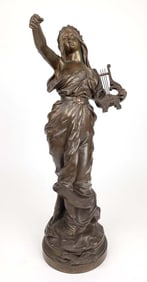 French Marcel Debut ' Musique ' Bronze Sculpture