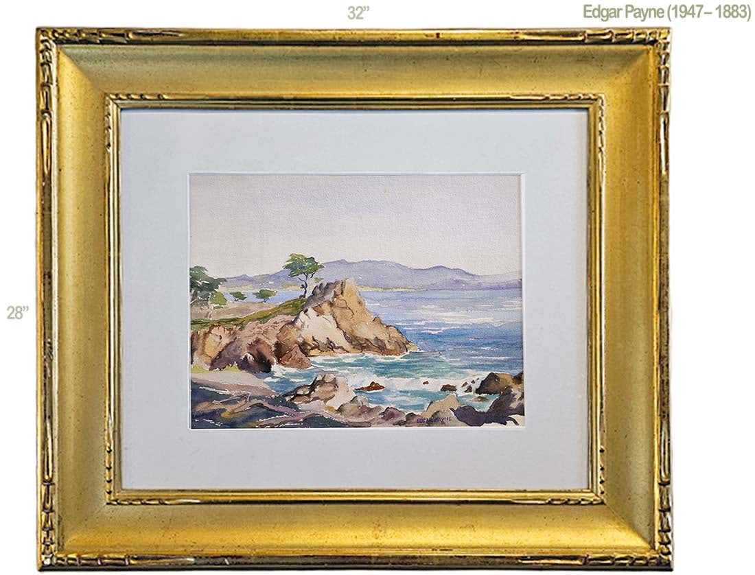 American Edgar Alwin Payne (1883-1947) Coastal Watercolor Painting: American Edgar Alwin Payne (1883-1947) Coastal Watercolor Painting. Frame: 32" x 28" \ 32 1/2" x 19 1/2"