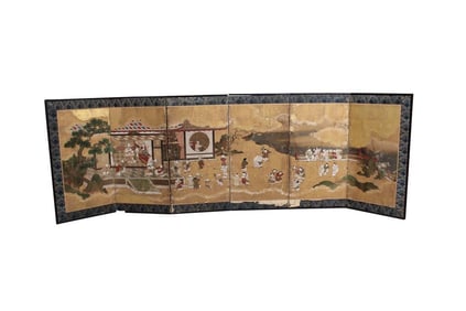 19th C. Chinese Six Panel Table Screen