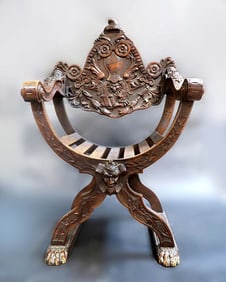 19th Century Savonarola Armchair Victorian