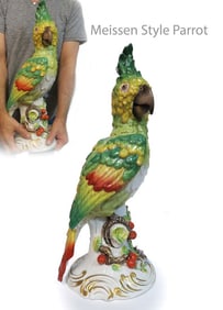 Large Meissen Style Porcelain Parrot