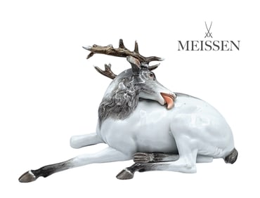 19th C. Meissen German Porcelain Figurine Of Deer