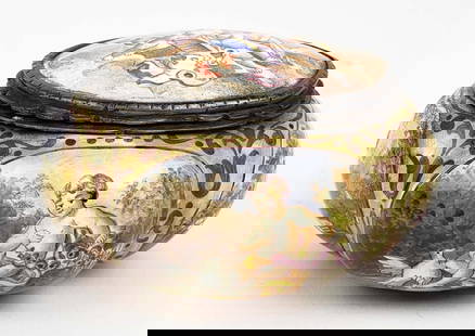 19th C. Viennese Enamel on Silver Box: 19th C. Viennese Enamel on Silver Box. Measures H: 1 3/8" W: 2 5/8"