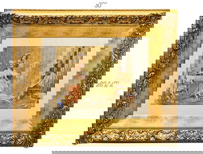 19th C. French Watercolor Painting Signed By Valerio: 19th C. French Watercolor Painting Signed By Valerio. Frame: 30" x 26 1/2" \ Painting: 16" x 12"