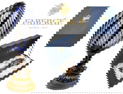 Emperial Faberge Crystal Egg: Emperial Faberge Crystal Egg. Egg: H 9 1/2" x W 4" \ Box: H 6 1/2" x W 8 1/2" x L 12 1/4"