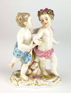 19th C. Meissen Porcelian Group: 19th C. Meissen Porcelian Group. Measures H: 4 1/2" W: 3 1/4"