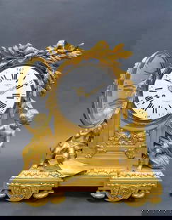 French Louis XVI Style Bronze Mantel Clock by Alfred Beurdeley: French Louis XVI Style Bronze Mantel Clock by Alfred Beurdeley. This finely designed and crafted, large mantel clock in the Louis XVI style comes from the Paris studio of Alfred Emmanuel Louis Beurdel