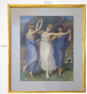 Large Signed 1877 Augustus Jules Bouvier Watercolor Painting: Large Signed 1877 Augustus Jules Bouvier Watercolor Painting. 40 3/4" x 30 1/2"