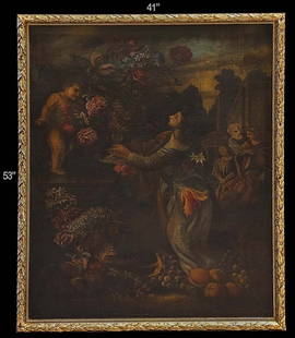 Large 19t C. Religious 'Still Life' Oil On Canvas Painting: Large 19t C. Religious 'Still Life' Oil On Canvas Painting. Frame 41" x 53" \ Board: 37 1/2" x 49 1/2"