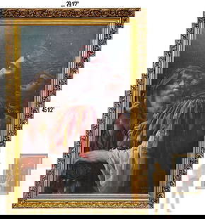 19th C. British William Savage Cooper (1880-1926) King Solomon Judaica Oil On Canvas Painting: 19th C. British William Savage Cooper (1880-1926) King Solomon Judaica Oil On Canvas Painting. Frame: 29 1/2" x 45 1/2" \ Canvas: 39" x 23"