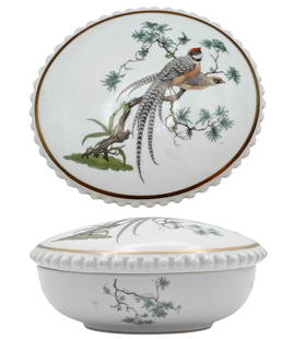 Vintage Rosenthal Pheasant Porcelain Trinket Box: Vintage Rosenthal Pheasant Porcelain Trinket Box. H 2 1/2" x 4 1/2" x L 5"