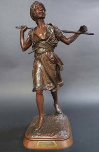 Large 19th C. French Orientalist Statue Pinedo Arabe En Marche: Large 19th C. French Orientalist Statue Pinedo Arabe En Marche. H 25" x L 8" x W 10"