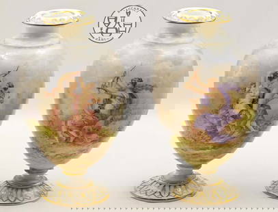 Pair Of 19th C. French Baccarat Opaline Vases, Signed: Pair Of 19th C. French Baccarat Opaline Vases, Signed. H 6 1/2" x W 3 1/2"