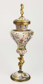 19th C. Viennese Enamel on Bronze Figural Centerpiece