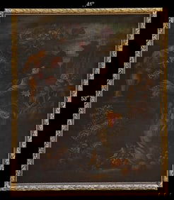 Large 19t C. Religious 'Still Life' Oil On Canvas Painting