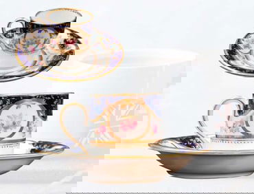 19th C. English Staffordshire Cup & Saucer, With Underglaze Mark