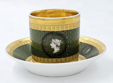 Royal Vienna Style Green Cup & Saucer