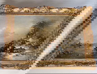 19th C. Oil On Canvas By German Artist (1818-1868) Eduard Hildebrandt