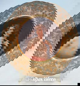 19th C. Royal Vienna Jeweled Porcelain Portrait Plate