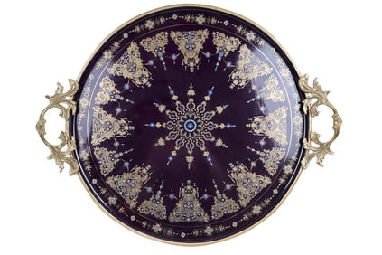 Large Sevres Style Brounze Mounted Porcelain Tray