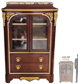 19th C. French Bronze Mounted Vitrine Cabinet