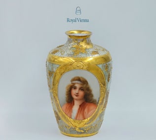 19th C. Hand Painted Royal Vienna Porcelain Vase Signed By Wagner