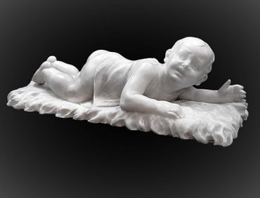 19th Century French White Marble Cupid