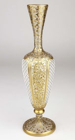 19th C. Bohemian Diamond Cut Vase