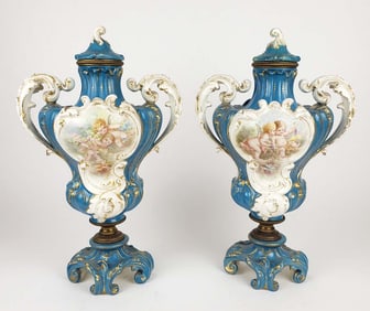 Pair of 19th C. French Sevres Porcelain Vases