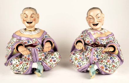 Pair of KPM Meissen Style Porcelain Moving Figures
