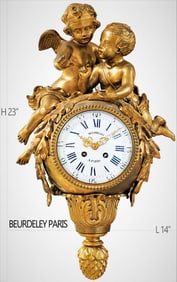 Large 19th C. French Figural Bronze Wall Clack Signed By Beurdeley