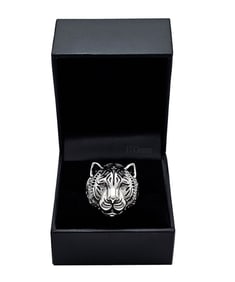 Hallmarked 925 Sterling Silver Gothic Tiger Ring