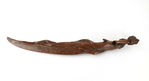 19th C. Bronze Figural Letter Opener, Signed