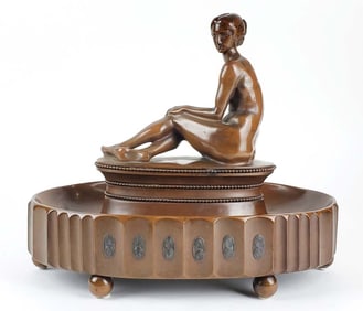 A Fine Art Deco Bronze Staue of Nude Woman Signed H. Kirsch, Circa 1900's
