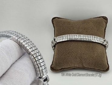 18K White Gold Diamont Bracelet (57.2g)