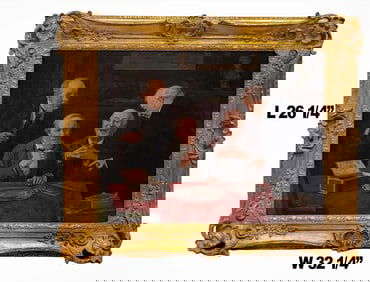 19th C. Framed Oil on Canvas, Signed