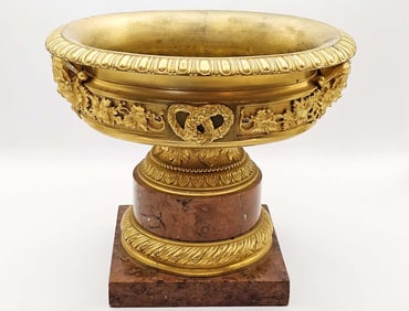 19th C. French Rouge Marble Figural Bronze Mounted Tazza