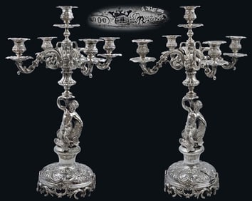 Pair of 900 Silver (6,781g) Figural Candelabras