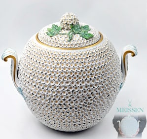 19th C. Snowball Meissen Porcelain Punch Bowl