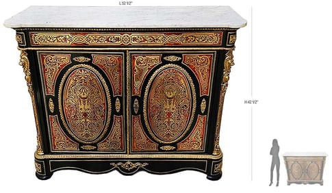 19th Century French Figural Bronze Boulle Cabinet