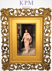 19th C. KPM Berlin Painted Porcelain Plaque Of Maiden