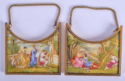 Pair of 19th C. Viennese Enamel Austrian Plaques